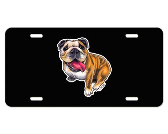 English Bulldog License Plate Available in Black or White