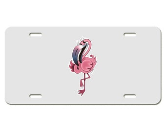 Placa de matrícula Flamingo disponible en blanco o negro