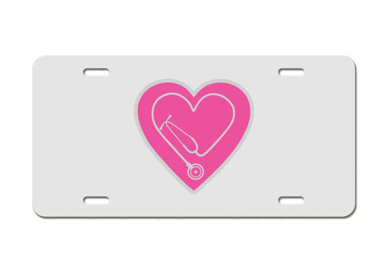 Stethoscope Heart License Plate Available in Black or White Bild 2