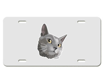 Grey Cat License Plate Available in Black or White