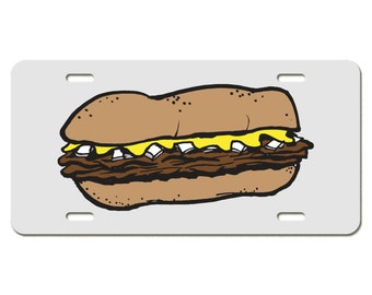 Philly Cheese steak License Plate Available in Black or White