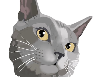 Gray Cat Vinyl Decal Sticker