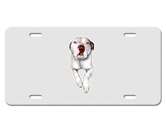 White Pitbull License Plate Available in Black or White