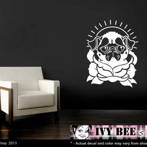 Blooming Angie the Pug Vinyl Wall Decal