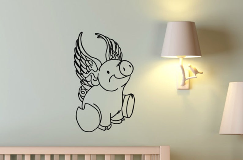 Cute Piggy with Wings Wall Decal image 1