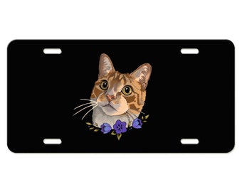 Orange Cat License Plate Available in Black or White