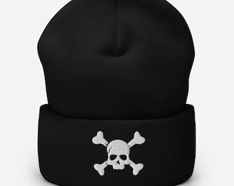 Jolly Roger Pirate Flag Cuffed Beanie Toboggan Hat