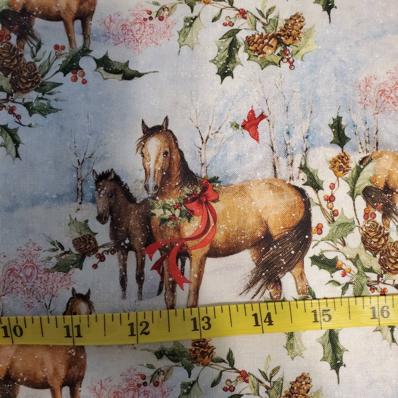 100 Cotton Fabric Horses Christmas Sold by the Yard FQ 1/2 Etsy