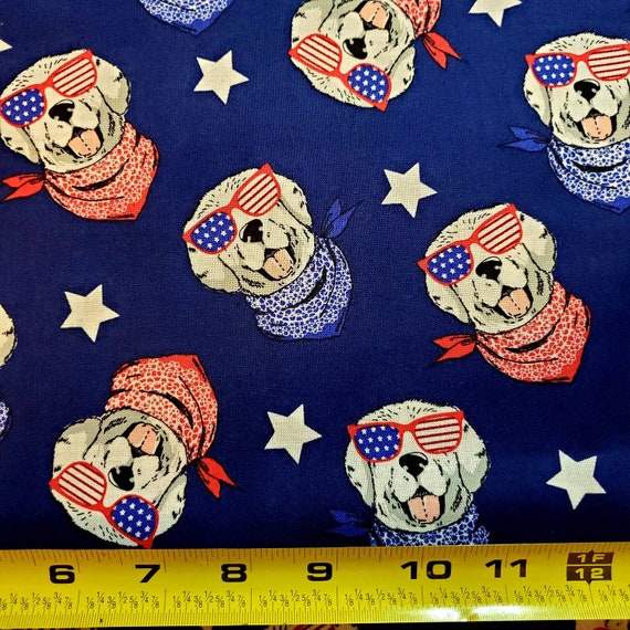 FLANNEL 100 Cotton Fabric Dogs Patriotic Pets Paws Dog Etsy