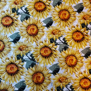 100% cotton Fabric Sunflowers sold by the Yard, FQ, 1/2 Yard, BTY Craft Quilting material mask sunflower