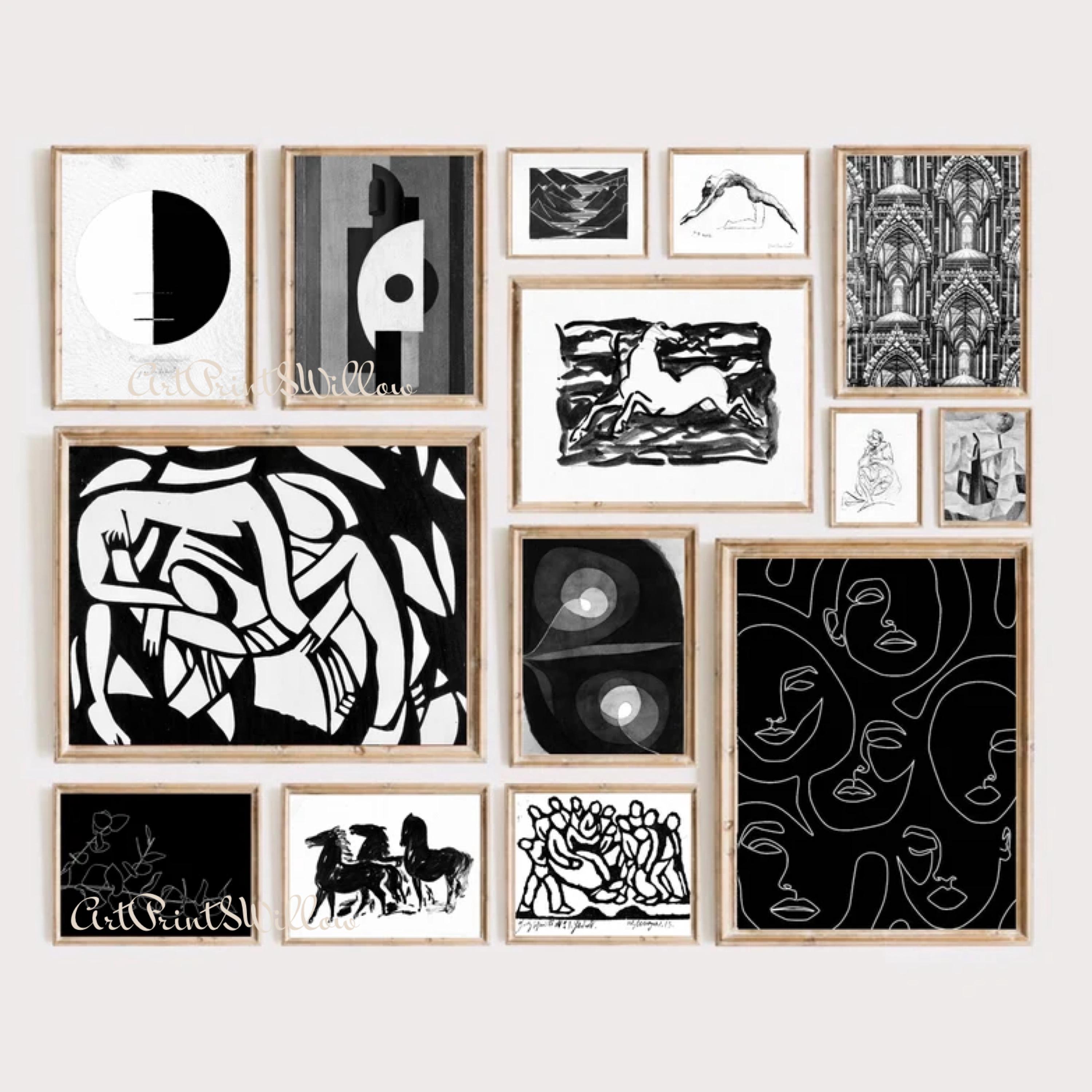 250 Black and White Abstract Art Prints Bundle | Minimalist Modern Wall ...