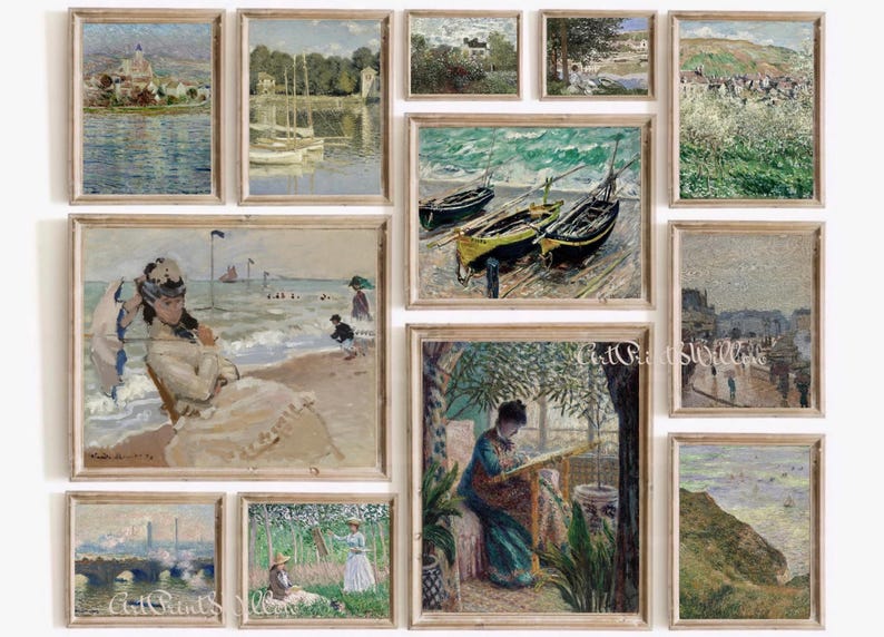 Claude Monet Digital Art Prints, Mega Bundle Vintage Impressionist Seascape Coastal Oil Painting, Printable Gallery Wall Art Set, Monet Posters, Digital Art Prints, Gallery Wall Set