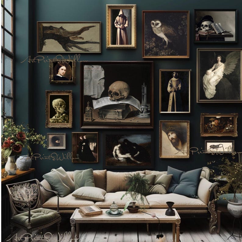 Dark Academia Decor, Mega Bundle Set 1000 Prints, Vintage Moody Goth Dark Printable Gallery Wall Art Cottagecore Painting, Digital Download, Moody Botanical Dark Paintings, Witchy Dark Landscape Decor, Antique Vintage Art Prints