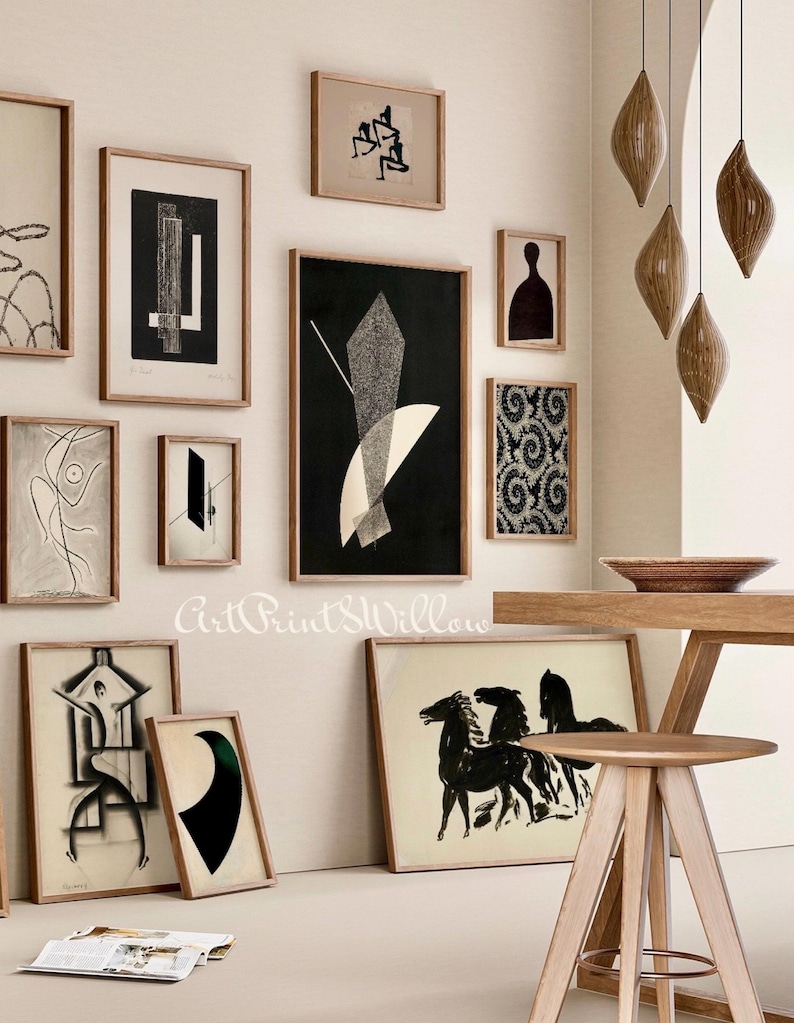 Boho Gallery Wall Art Set - 2000 Mid-Century Modern Prints, Abstract Printable Digital Download
