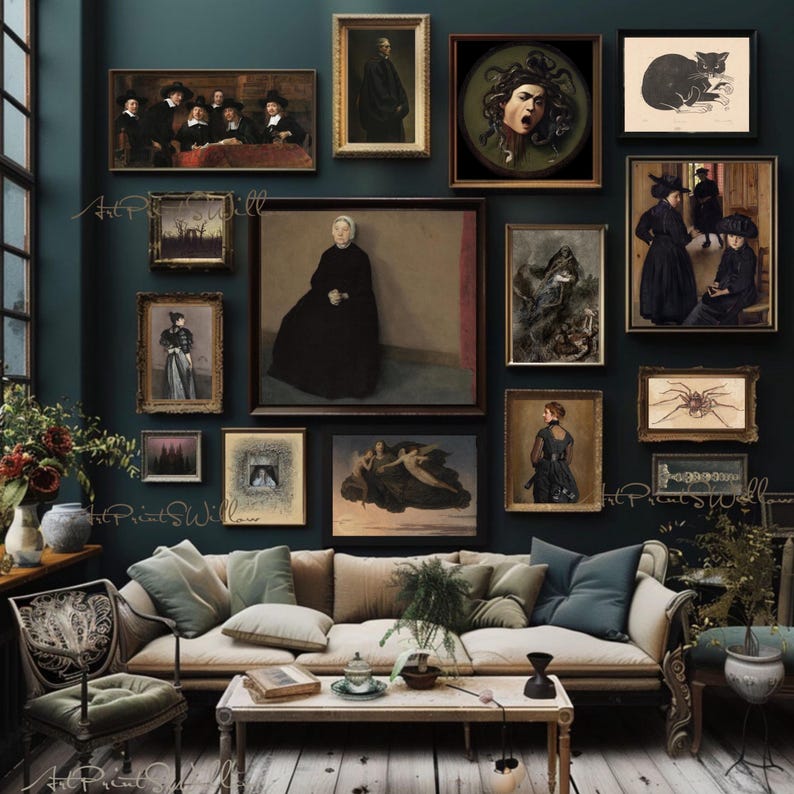 Dark Academia Decor, Mega Bundle Set 1000 Prints, Vintage Moody Goth Dark Printable Gallery Wall Art Cottagecore Painting, Digital Download, Moody Botanical Dark Paintings, Witchy Dark Landscape Decor, Antique Vintage Art Prints