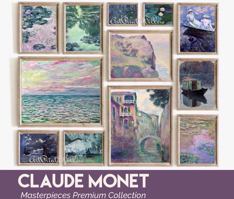 Claude Monet Digital Art Prints, Mega Bundle Vintage Impressionist Seascape Coastal Oil Painting, Printable Gallery Wall Art Set, Monet Posters, Digital Art Prints, Gallery Wall Set