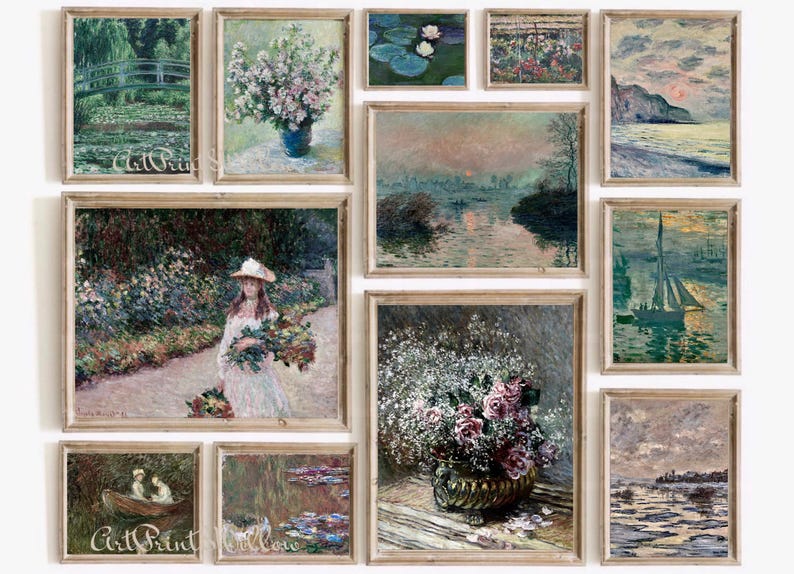 Claude Monet Digital Art Prints, Mega Bundle Vintage Impressionist Seascape Coastal Oil Painting, Printable Gallery Wall Art Set, Monet Posters, Digital Art Prints, Gallery Wall Set