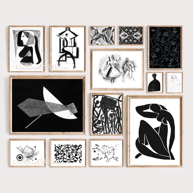 250 Black and White Abstract Art Prints Bundle | Minimalist Modern Wall ...