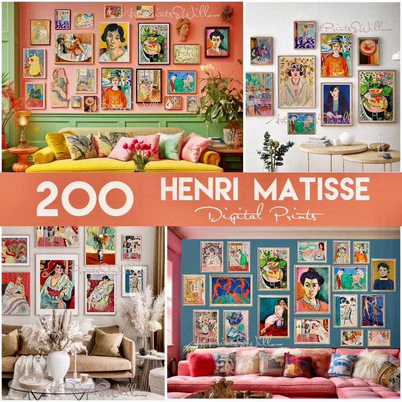 200 Henri Matisse Art Prints, Eclectic Gallery Set, Exhibition Bundle, Modern Maximalist Oil Paintings, Digital Download, Printable Wall Art, North Prints, Northprints, Maximalist Decor, Matisse, Colorful Art, Famous Artist, Classic Oil Paintings