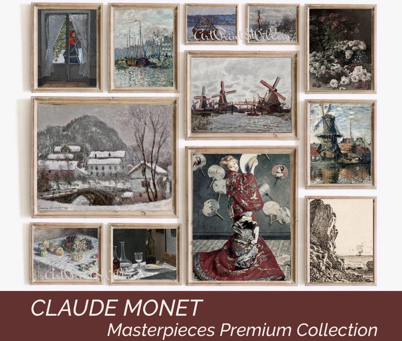 Claude Monet Digital Art Prints, Mega Bundle Vintage Impressionist Seascape Coastal Oil Painting, Printable Gallery Wall Art Set, Monet Posters, Digital Art Prints, Gallery Wall Set