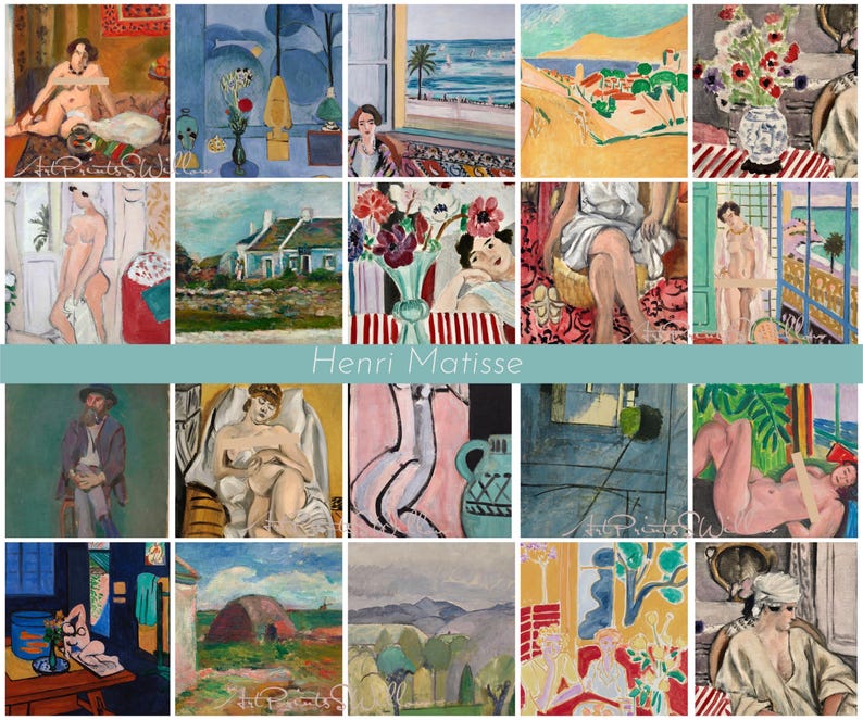 200 Henri Matisse Art Prints, Eclectic Gallery Set, Exhibition Bundle, Modern Maximalist Oil Paintings, Digital Download, Printable Wall Art, North Prints, Northprints, Maximalist Decor, Matisse, Colorful Art, Famous Artist, Classic Oil Paintings