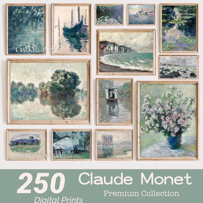 Claude Monet Digital Art Prints, Mega Bundle Vintage Impressionist Seascape Coastal Oil Painting, Printable Gallery Wall Art Set, Monet Posters, Digital Art Prints, Gallery Wall Set