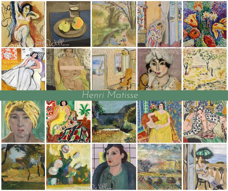 200 Henri Matisse Art Prints, Eclectic Gallery Set, Exhibition Bundle, Modern Maximalist Oil Paintings, Digital Download, Printable Wall Art, North Prints, Northprints, Maximalist Decor, Matisse, Colorful Art, Famous Artist, Classic Oil Paintings