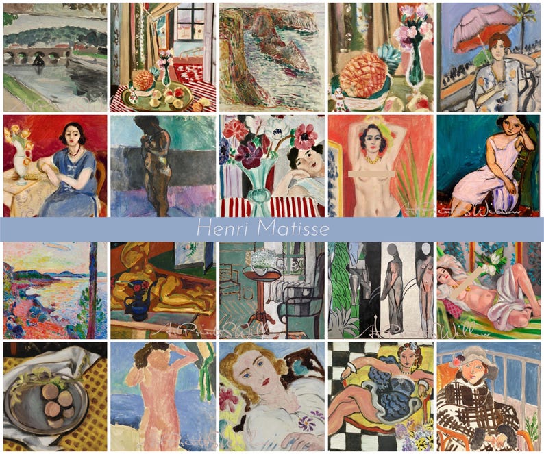200 Henri Matisse Art Prints, Eclectic Gallery Set, Exhibition Bundle, Modern Maximalist Oil Paintings, Digital Download, Printable Wall Art, North Prints, Northprints, Maximalist Decor, Matisse, Colorful Art, Famous Artist, Classic Oil Paintings