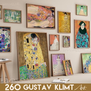 260 Gustav Klimt Digital Art Set, Bundle High Resolution Printable Paintings, Vintage Art Download, Secession Style Wall Decor, Art Nouveau