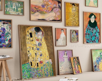 260 Gustav Klimt Digital Art Set, Art Nouveau Printable Paintings, Secession Wall Decor Download