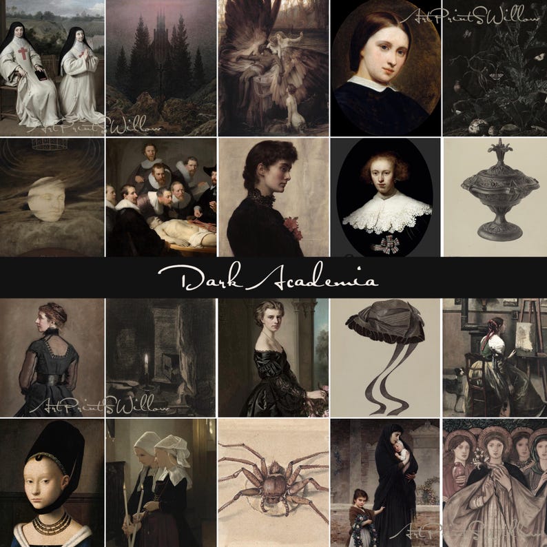 Dark Academia Decor, Mega Bundle Set 1000 Prints, Vintage Moody Goth Dark Printable Gallery Wall Art Cottagecore Painting, Digital Download, Moody Botanical Dark Paintings, Witchy Dark Landscape Decor, Antique Vintage Art Prints