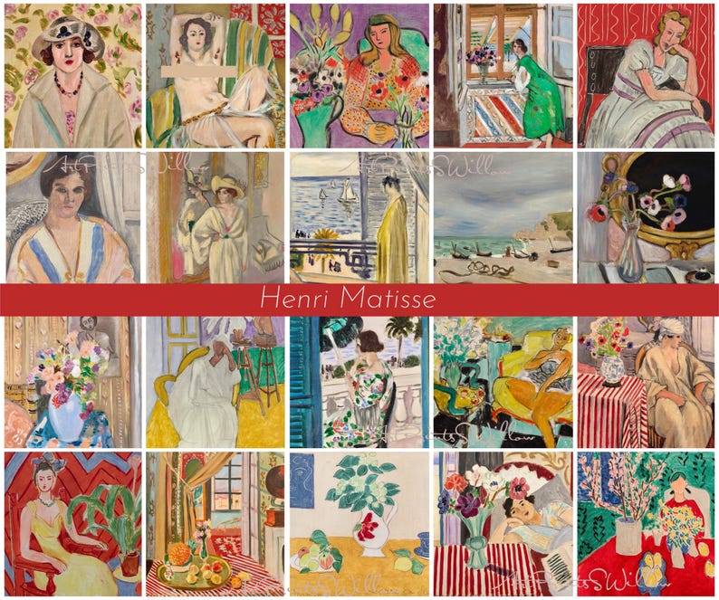 200 Henri Matisse Art Prints, Eclectic Gallery Set, Exhibition Bundle, Modern Maximalist Oil Paintings, Digital Download, Printable Wall Art, North Prints, Northprints, Maximalist Decor, Matisse, Colorful Art, Famous Artist, Classic Oil Paintings