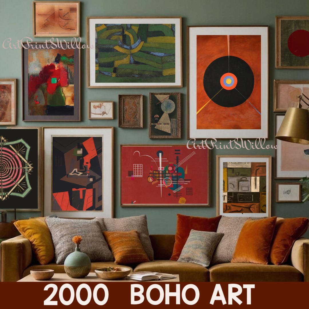Boho Gallery Wall Art Set - 2000 Mid-Century Modern Prints, Abstract Printable Digital Dow