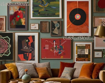 Boho Gallery Wall Art Set - 2000 Mid-Century Modern Prints, Abstract Printable Digital Download