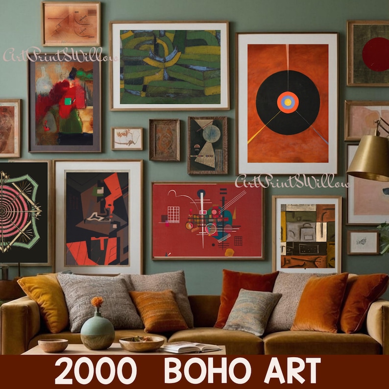 Boho Gallery Wall Art Set - 2000 Mid-Century Modern Prints, Abstract Printable Digital Download