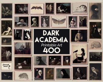 Dark Academia Decor - Vintage Moody Goth Digital Prints, Printable Gallery Wall Art Cottagecore Painting
