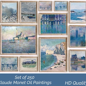 Claude Monet Digital Art Prints, Mega Bundle Vintage Impressionist Seascape Coastal Oil Painting, Printable Gallery Wall Art Set, Monet Posters, Digital Art Prints, Gallery Wall Set