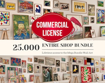 Licencia comercial para 25.000 impresiones digitales de arte mural para toda la tienda, derechos de reventa, PLR, MRR, paquete