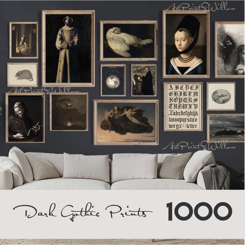 Dark Academia Decor, Mega Bundle Set 1000 Prints, Vintage Moody Goth Dark Printable Gallery Wall Art Cottagecore Painting, Digital Download, Moody Botanical Dark Paintings, Witchy Dark Landscape Decor, Antique Vintage Art Prints