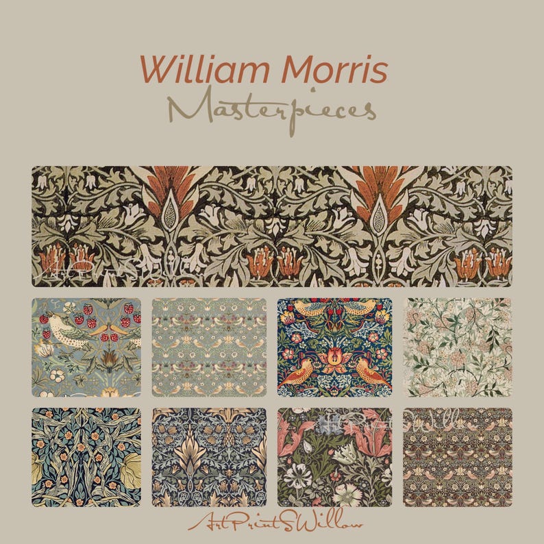 150 Printable William Morris Wall Art Prints, Art Nouveau Decor, MEGA BUNDLE Gallery Wall Set, Eclectic Digital Download, Vintage Prints, North Prints, Farmhouse Decor, NorthPrints, Bundle of Art, Textile and Tapestry Design, Floral, Flower, Home