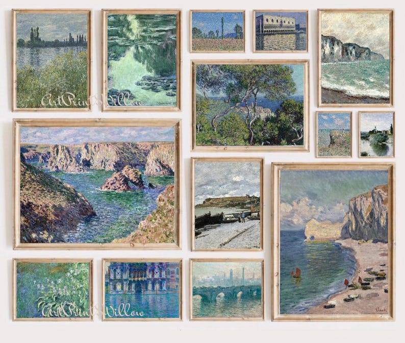 Claude Monet Digital Art Prints, Mega Bundle Vintage Impressionist Seascape Coastal Oil Painting, Printable Gallery Wall Art Set, Monet Posters, Digital Art Prints, Gallery Wall Set