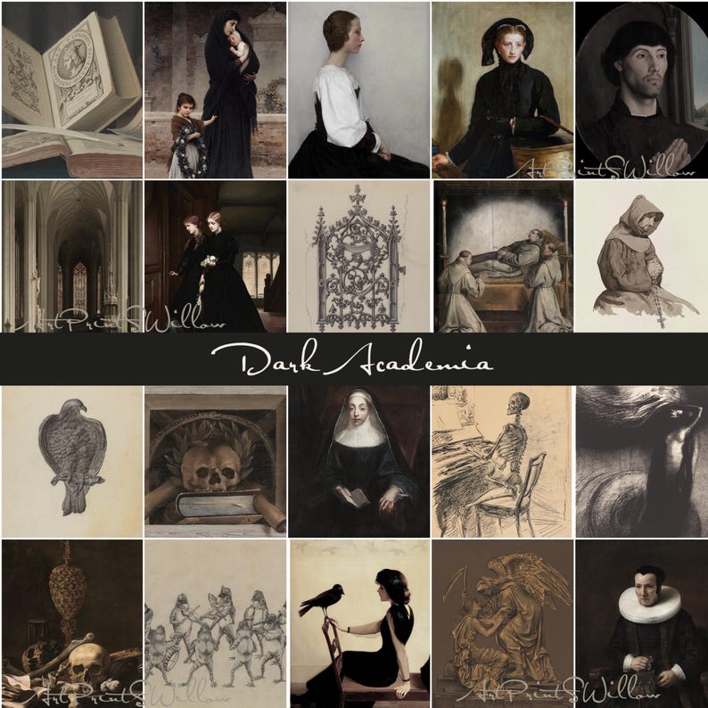 Dark Academia Decor, Mega Bundle Set 1000 Prints, Vintage Moody Goth Dark Printable Gallery Wall Art Cottagecore Painting, Digital Download, Moody Botanical Dark Paintings, Witchy Dark Landscape Decor, Antique Vintage Art Prints