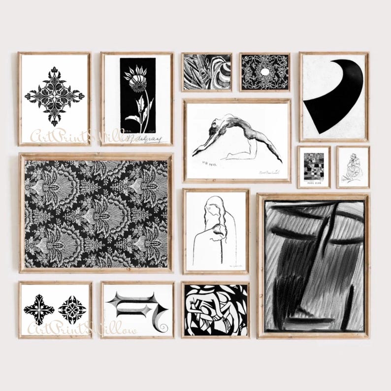 250 Black and White Abstract Art Prints Bundle | Minimalist Modern Wall ...