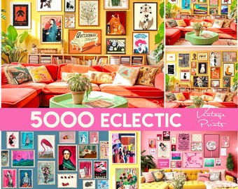 5000 Vintage Maximalist Art Prints, Eclectic Trendy Galeriewandset, Retro Poster, digitaler Download