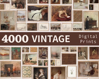 4000 impresiones de pared vintage de estilo melancólico: decoración rústica de estilo cottagecore, imprimibles de estilo francés neutro.
