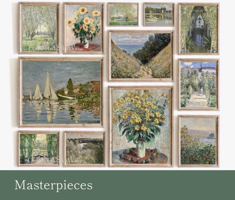 Claude Monet Digital Art Prints, Mega Bundle Vintage Impressionist Seascape Coastal Oil Painting, Printable Gallery Wall Art Set, Monet Posters, Digital Art Prints, Gallery Wall Set