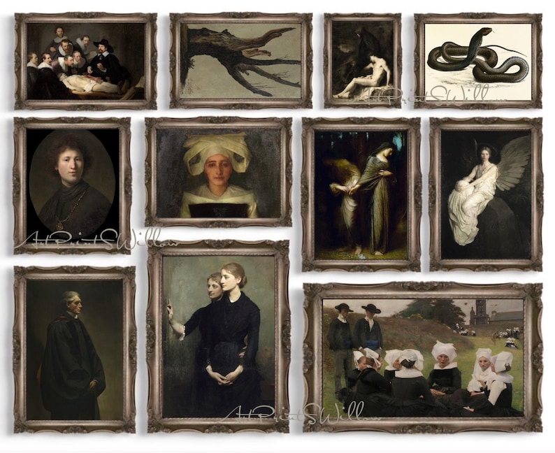 Dark Academia Decor, Mega Bundle Set 1000 Prints, Vintage Moody Goth Dark Printable Gallery Wall Art Cottagecore Painting, Digital Download, Moody Botanical Dark Paintings, Witchy Dark Landscape Decor, Antique Vintage Art Prints