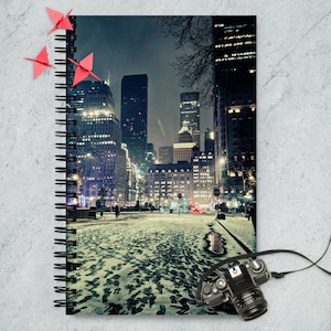 Snowy New York City Spiral Notebook | Winter NYC Journal | Travel Diary | New York | Skyline Notebook | Writing Pad for Students & Writers