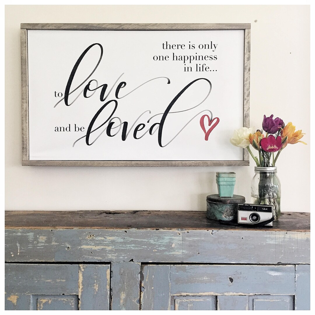 To Love and Be Loved Happiness Framed Hand Lettered Canvas - Etsy