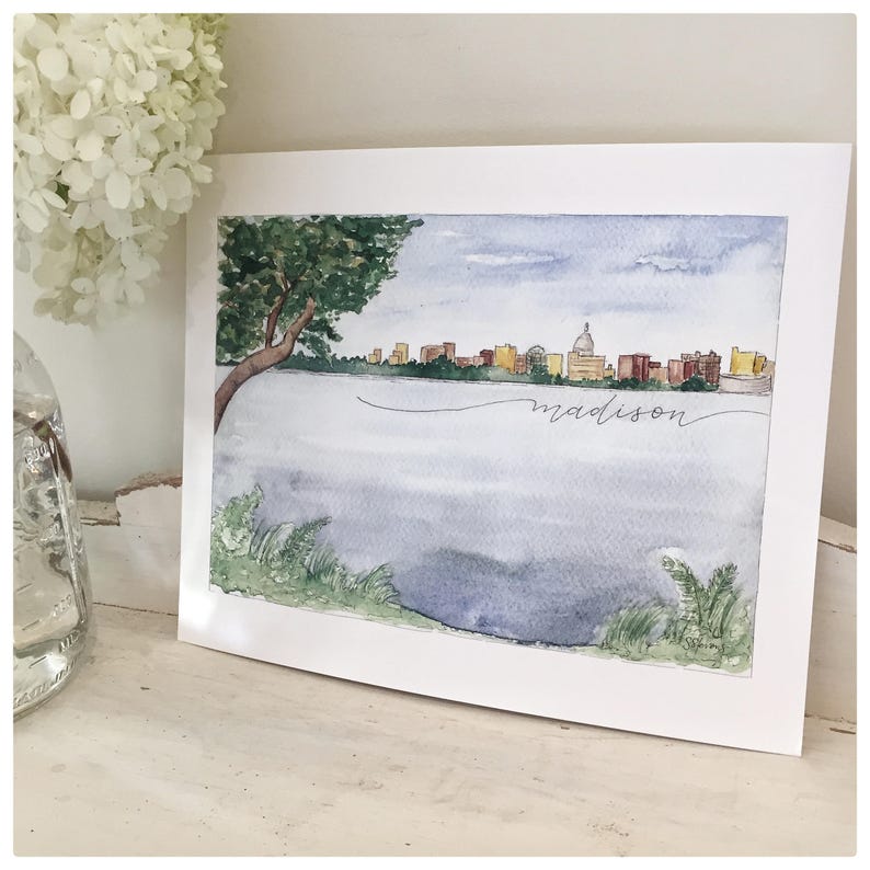 Madison Wisconsin Skyline Watercolor Print Watercolor image 0